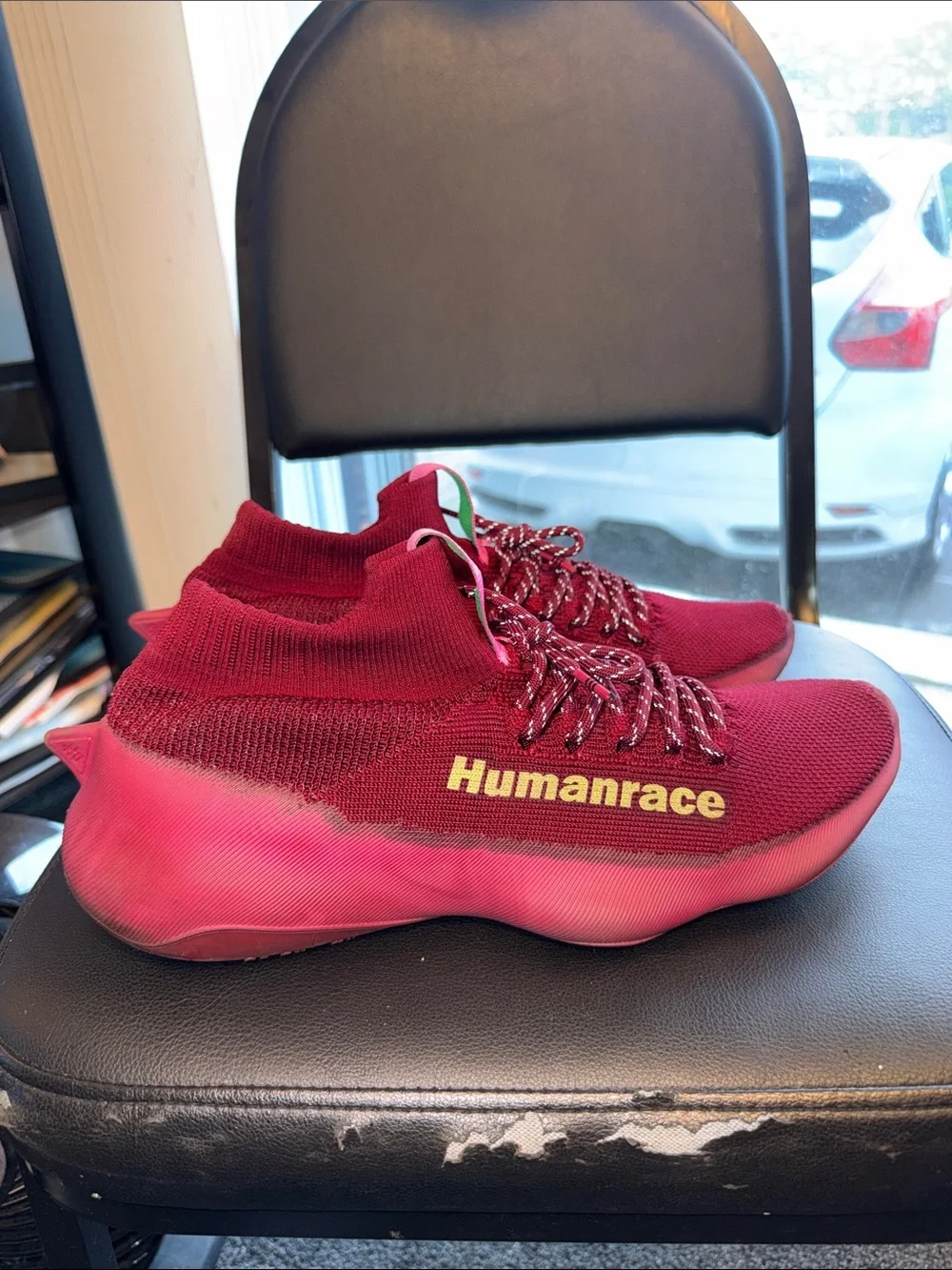 Adidas Pharrell Humanrace Sichona Burgundy in men’s size 10